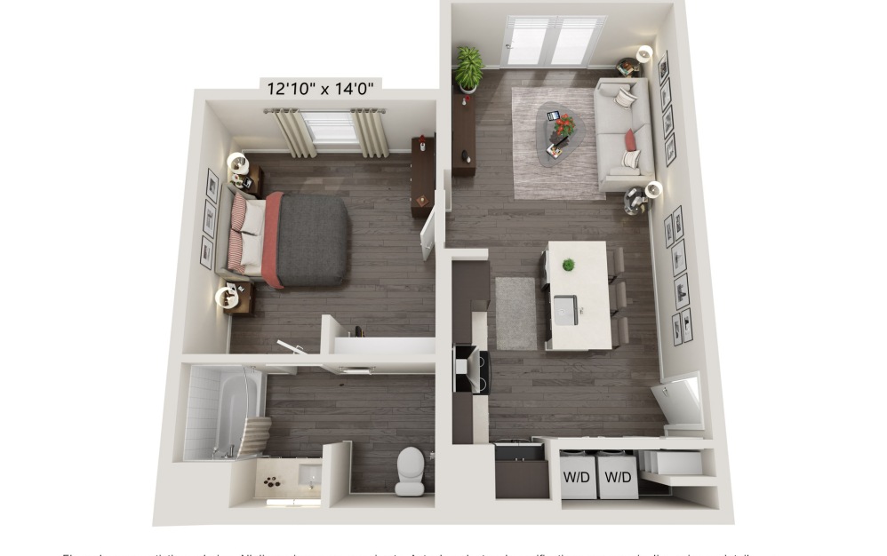 Floorplan of a 1 Bed Apartment Home
