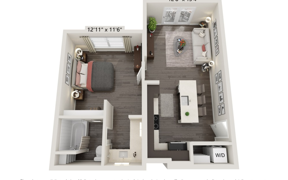 Floorplan of a 1 Bed Apartment Home