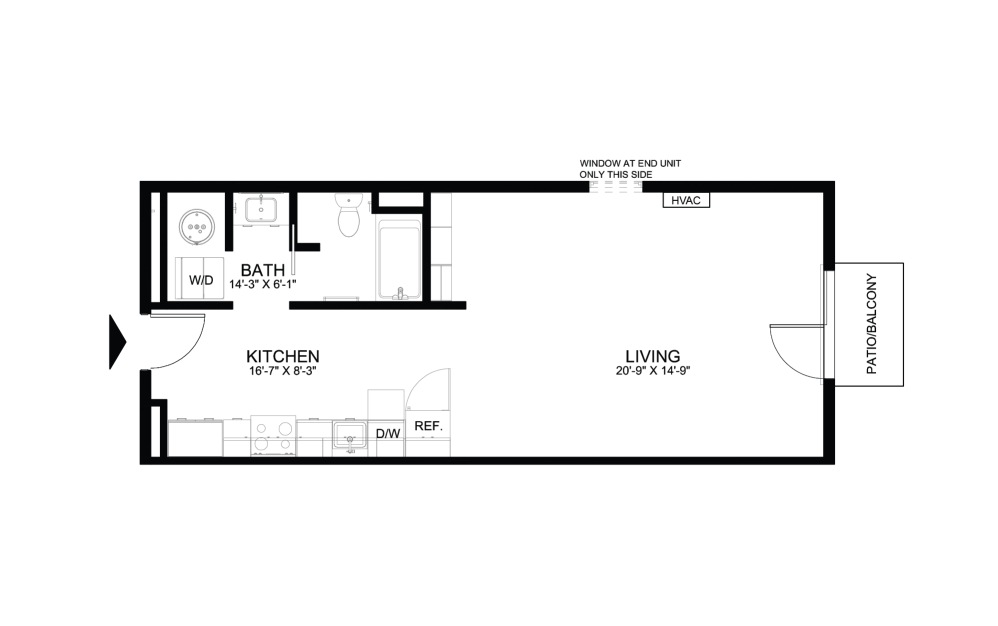 Floorplan of a Studio Apartment Home
